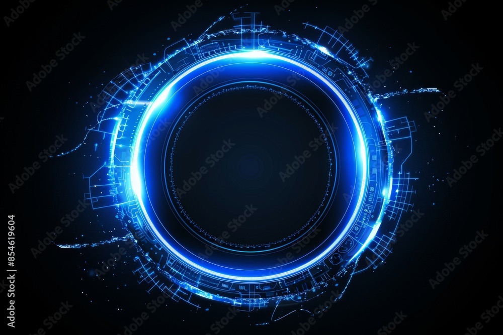 Poster an abstract ui interface with hologram elements that represent data charts, communication, and stock