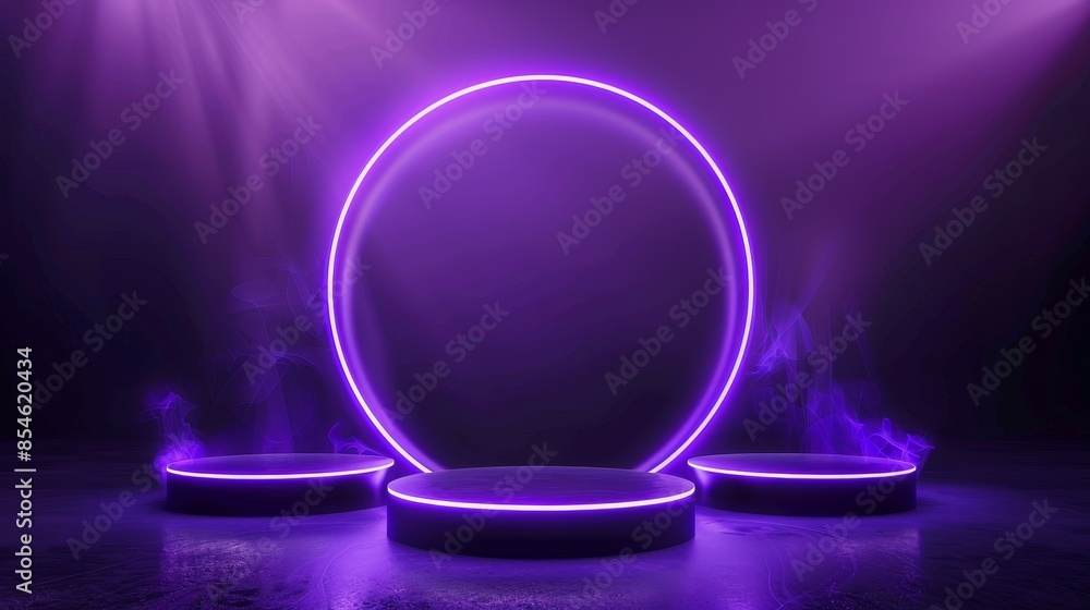 Poster this show stage consists of sound waves, plexus lines, stardust, and an arch sparkle. it's a modern 