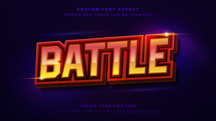 Battle vector text effect on abstract blue background, dynamic graphic style
