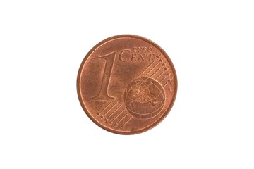 Closeup of front of 1 cent euro coin.