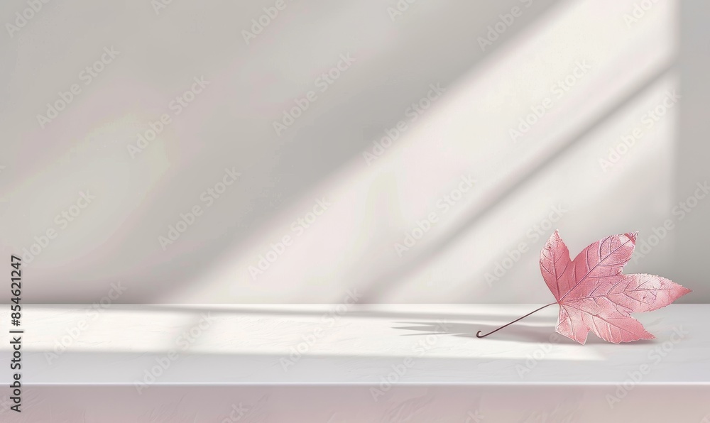 Poster mockup of a light pink background with shadows and light from windows for a product presentation. em