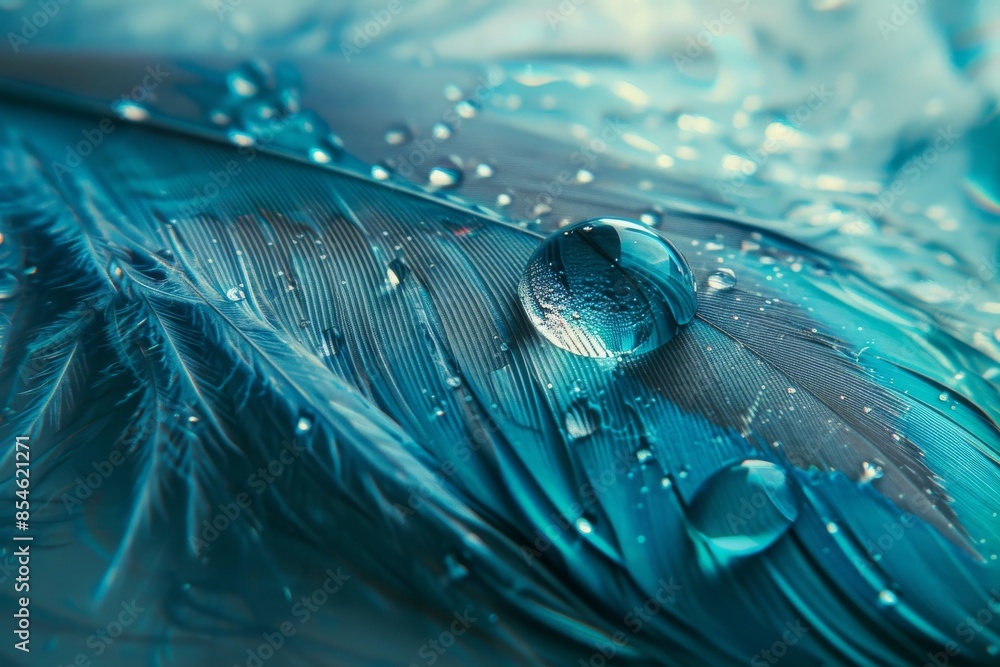 Aufkleber water droplets on feathers symbolize fragility and purity of nature in a beautiful symbolic macro im