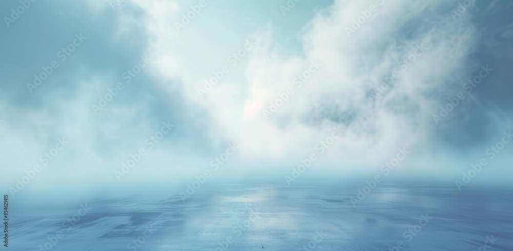 Poster for representing a product, a wide format blurred background with smooth color transitions in gray-b