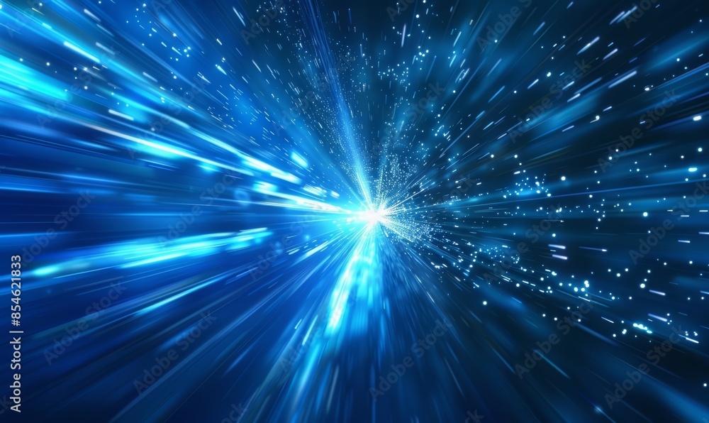 Poster an abstract futuristic dark background with neon blue lines. produced with artificial intelligence.