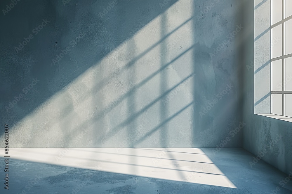 Poster an elegant minimalist background featuring a light gray wall with a smooth floor and an openwork sha