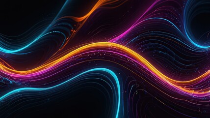 Vibrant Neon Wave Wallpaper | Abstract Digital Art | 4K Background. Ai generative
