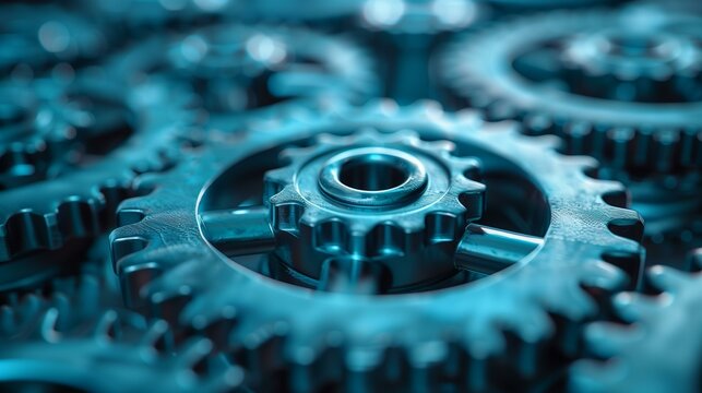 Gear mechanism with focus on central gear, industry process