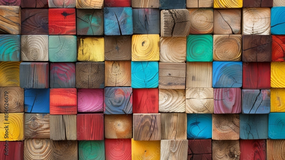 Poster an abstract colorful wood texture serves as a backdrop behind an aged art architecture texture.