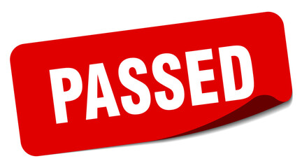 passed sticker. passed label