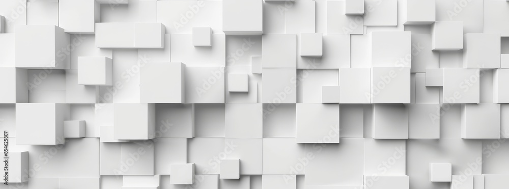 Poster a random shifted white cube box banner background with copy space