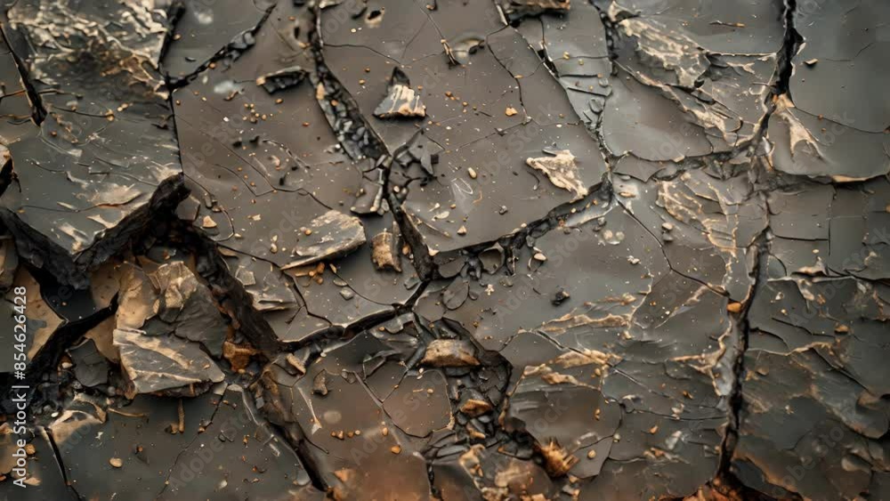 Aufkleber the once sy material now appears brittle with chunks and flakes missing along its surface.