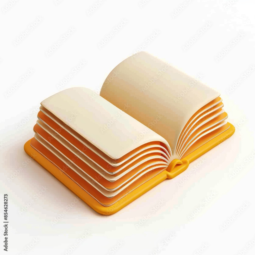 Poster suitable for use in universities, a 3d modern illustration of an open book with blank pages