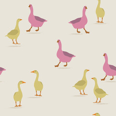 Modern vector seamless pattern with chickens. Creative farming wallpaper retro design, perfect for textile, paper, scrapbooking
