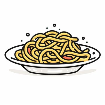 recommend clip art: Modern illustration of Italian spaghetti pasta in black outlines on a white background.