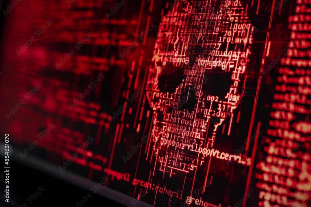 Aufkleber the concept of online security and computer code attacks