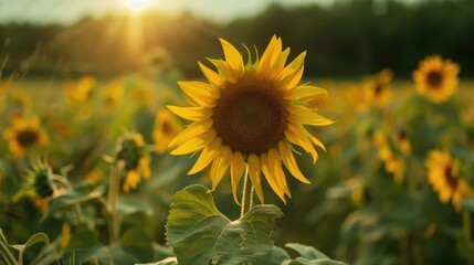 Fototapeta premium The sunflower has bloomed in the fields