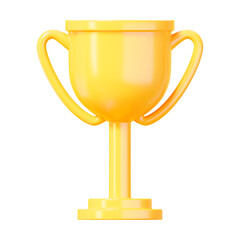 3d realistic yellow trophy cup. Stock vector illustration on isolated background.