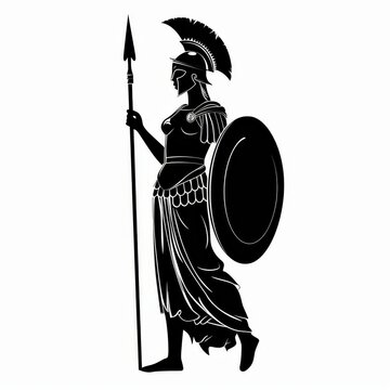 recommend clip art: Symbol of a woman warrior wearing a helmet, spear, and shield, as well as a modern icon.