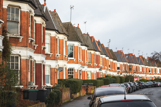 Row of terrace houses in Crouch End, London, England