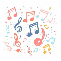 Modern illustration of musical notes in a flat style on a white background