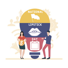 NID - National lipstick Day business concept background. vector illustration concept with keywords and icons. lettering illustration with icons for web banner, flyer, landing page, presentation