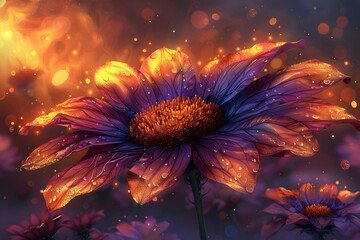 Obraz premium Dreamy Floral Fantasy with Ethereal Glow and Sparkling Dewdrops - Perfect for Spring and Summer Decor