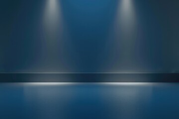 Minimalistic abstract background for product presentation. Light on a dark blue wall.
