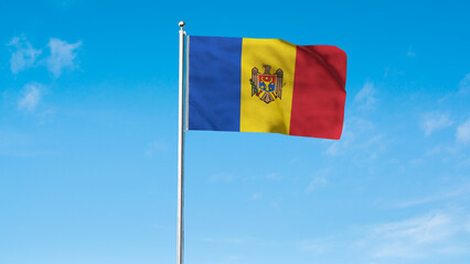 High detailed flag of Moldova. National Moldova flag. Europe. 3D illustration.