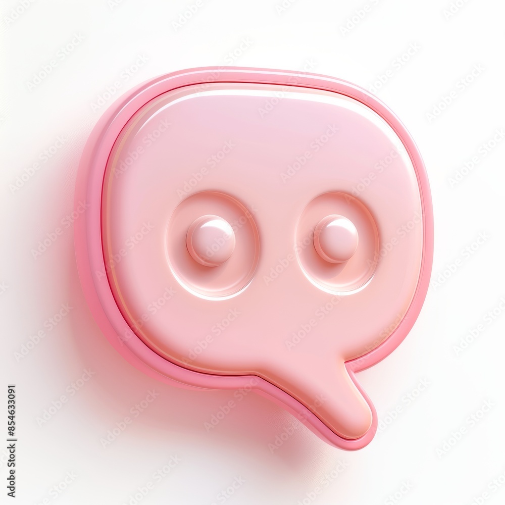 Poster a 3d speech bubble with a pink color in a rectangular shape.