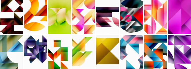 Triangles and circles abstract shapes templates set