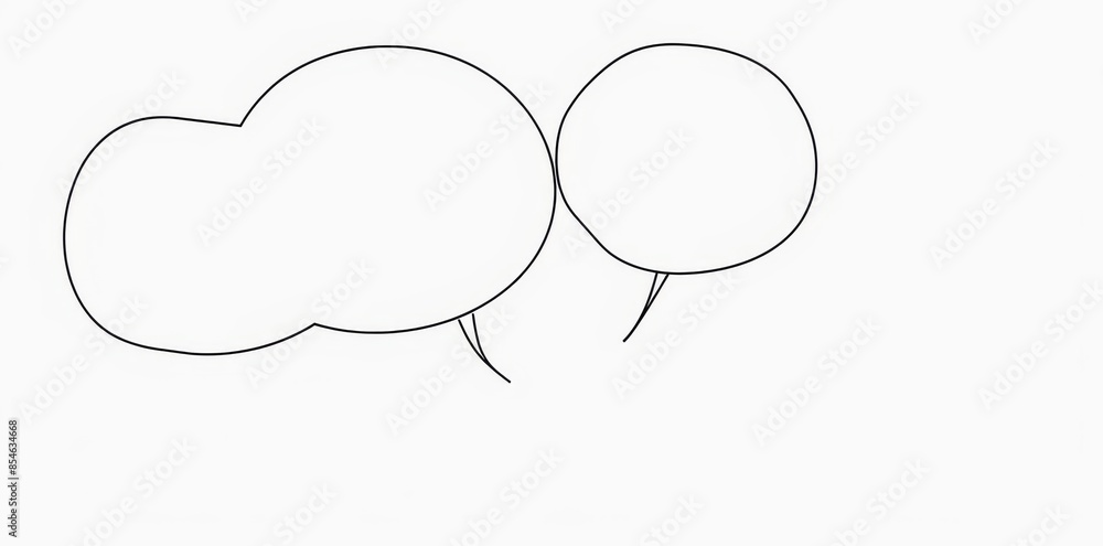 Poster in one line, a speech bubble is depicted chatting a message in an uninterrupted minimalist thin line
