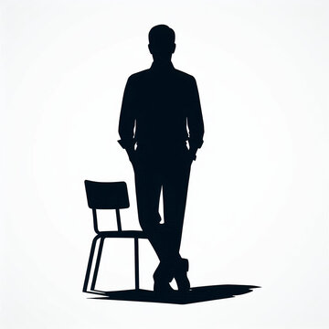 recommend clip art: black silhouette of a school teacher in a classroom with desks