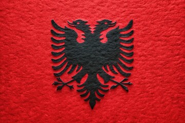 Illustration of Realistic Albania flag in Felt Fabric, National flag of Albania, National Day Albania