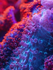 A detailed shot of a coral featuring pink and blue hues, perfect for showcasing aquatic life or ocean-inspired designs
