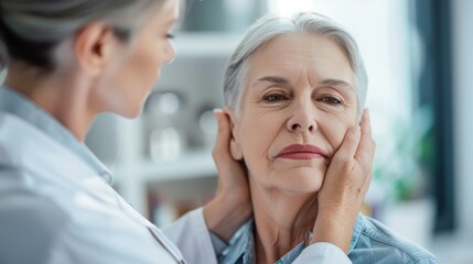 Fototapeta premium A Doctor doing physical therapy on female patient at physical therapy clinic