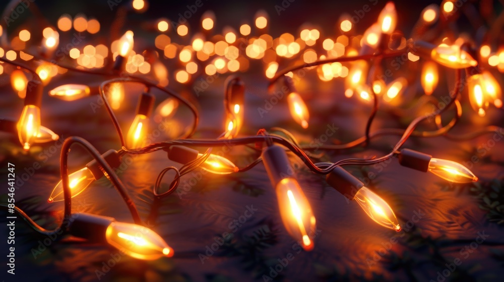 Poster a cluster of string lights placed on a table