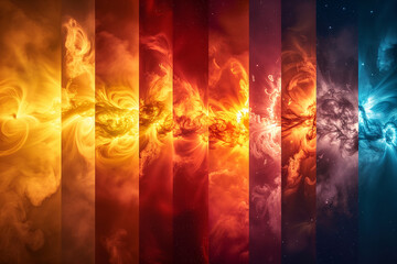 Composite image showing the spectrum of solar radiation from ultraviolet to infrared wavelengths