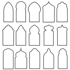 Arabian window icon vector set. Window illustration sign collection. Arabic style symbol or logo.