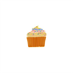 colorful illustration of delicious cupcake for icon or logo