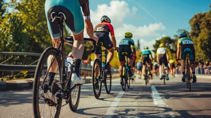 Cycling group training in the morningCycling group training in the morning