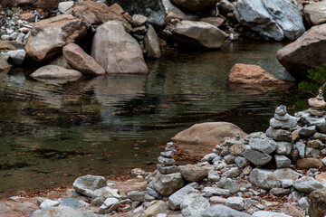 View of the flowing water in the valley