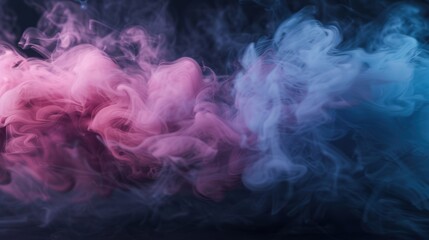 Fototapeta premium Abstract colorful smoke background with vibrant pink and blue hues swirling in a dark setting. Perfect for creative and artistic projects.