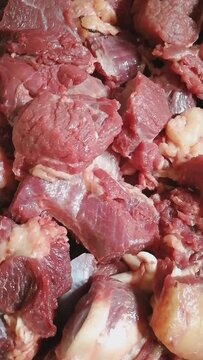 Raw beef steak meat. Delicious red loin chops on the grocery market for meat restaurant. Rib pieces of angus cow. Fresh brisket flesh of bull. Various type of loin pieces ready to cook tasty recipes