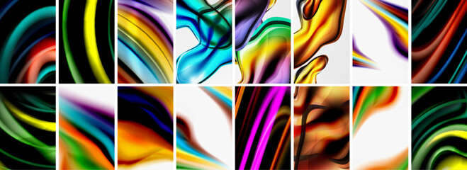 Collection of abstract background with waves, colorful shapes and 3d shadow effect. Vector Illustration For Wallpaper, Banner, Background, Card, Book Illustration, landing page