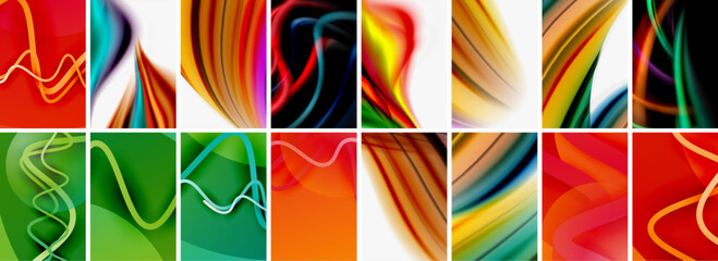 Collection of abstract background with waves, colorful shapes and 3d shadow effect. Vector Illustration For Wallpaper, Banner, Background, Card, Book Illustration, landing page