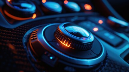 Close-up shot of a car's control knob, suitable for automotive or technical use