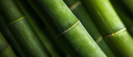 Close-up of green bamboo stalks showcasing their texture and natural beauty, perfect for nature or eco-friendly themes.