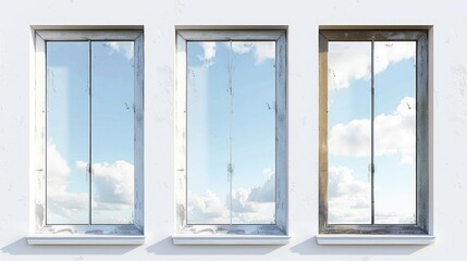 Obraz premium Two adjacent windows with different views or purposes