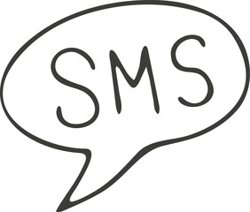 Hand drawn sms icon. Vector illustration, doodle style.
