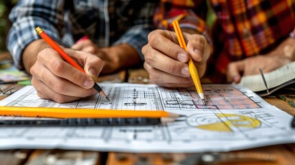 Two people work on a crossword puzzle while sitting outside at a table